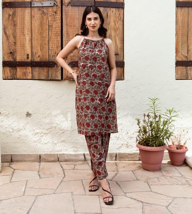 asrumo cocoa kurta-style coord set