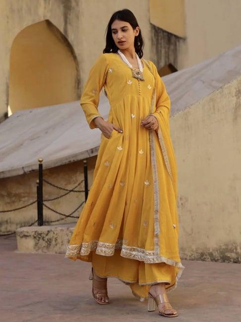 asrumo yellow gota patti anarkali set