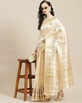 assam cotton silk jacquard woven embroidered saree