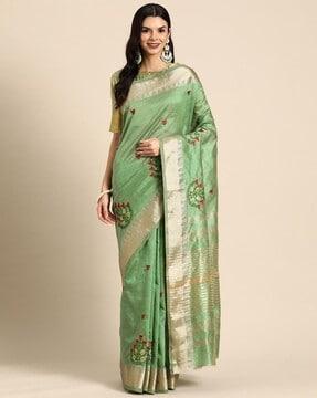 assam cotton silk thread  embroidery work saree saree