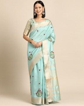 assam cotton silk thread  embroidery work saree saree