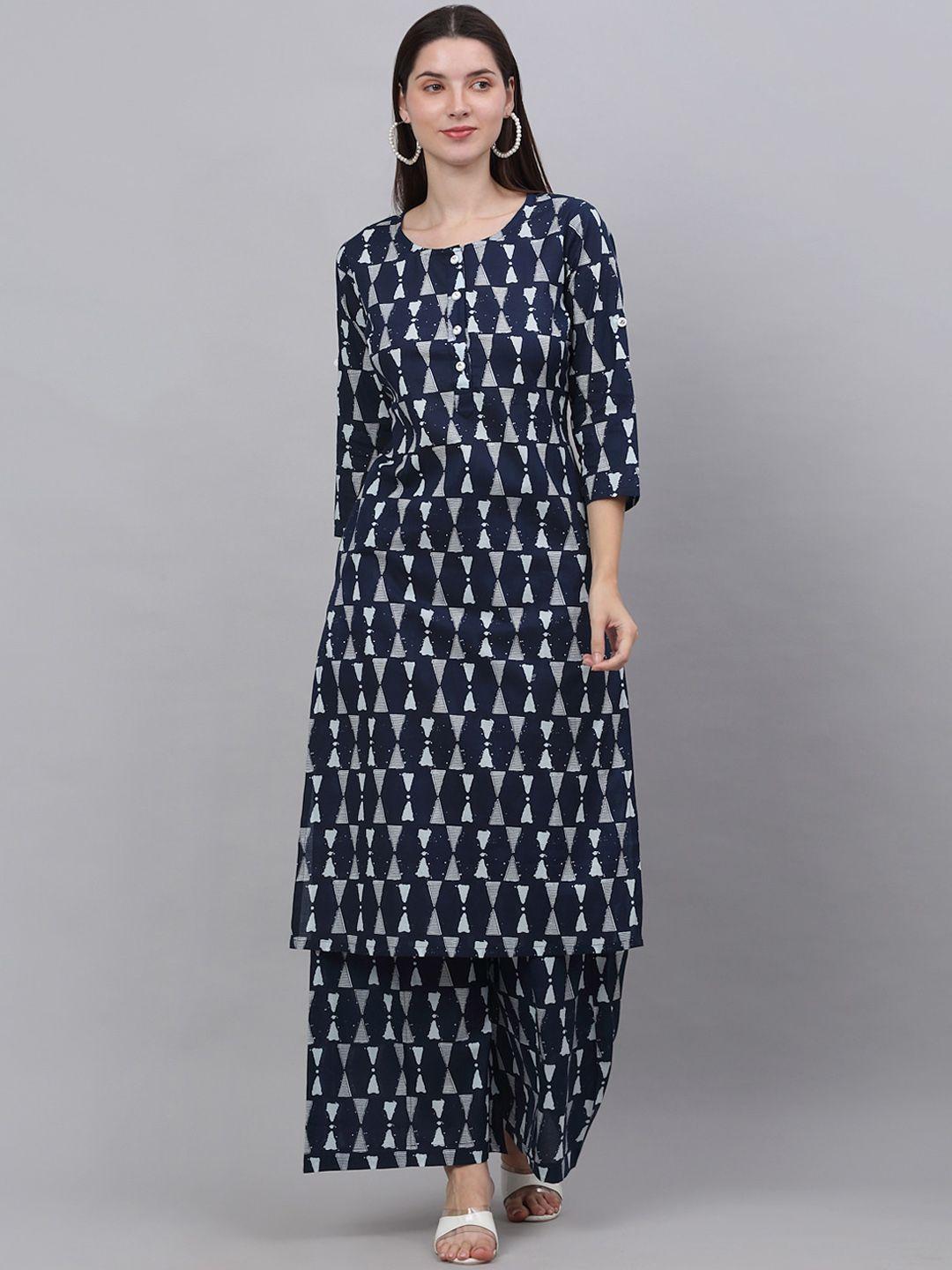 assamica women  ethnic motifs printed empire pure cotton kurta with palazzos