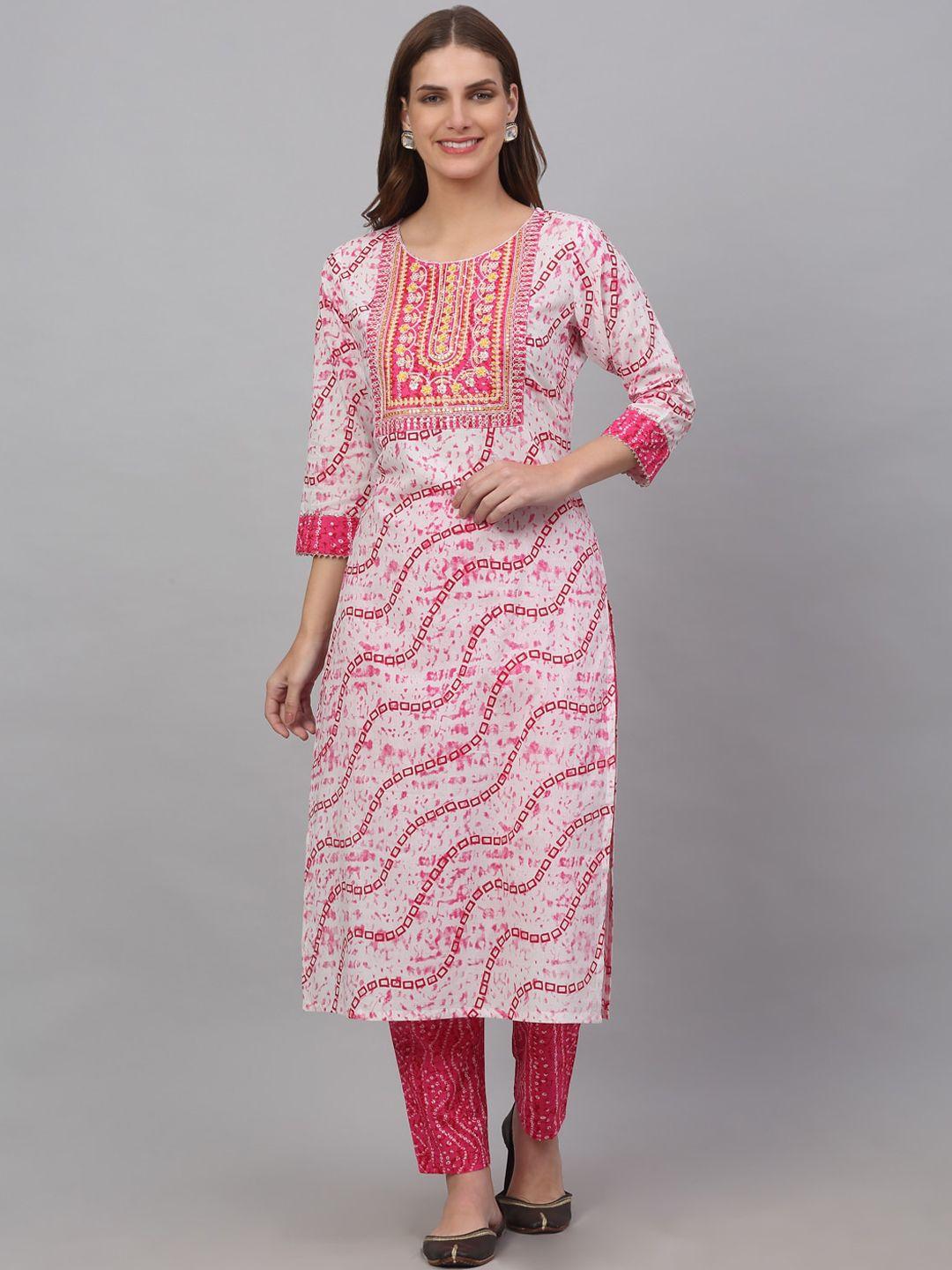 assamica women bandhani printed sequinned kurta with trousers & dupatta