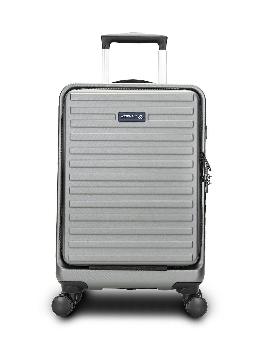 assembly grey textured hard-sided cabin trolley bag