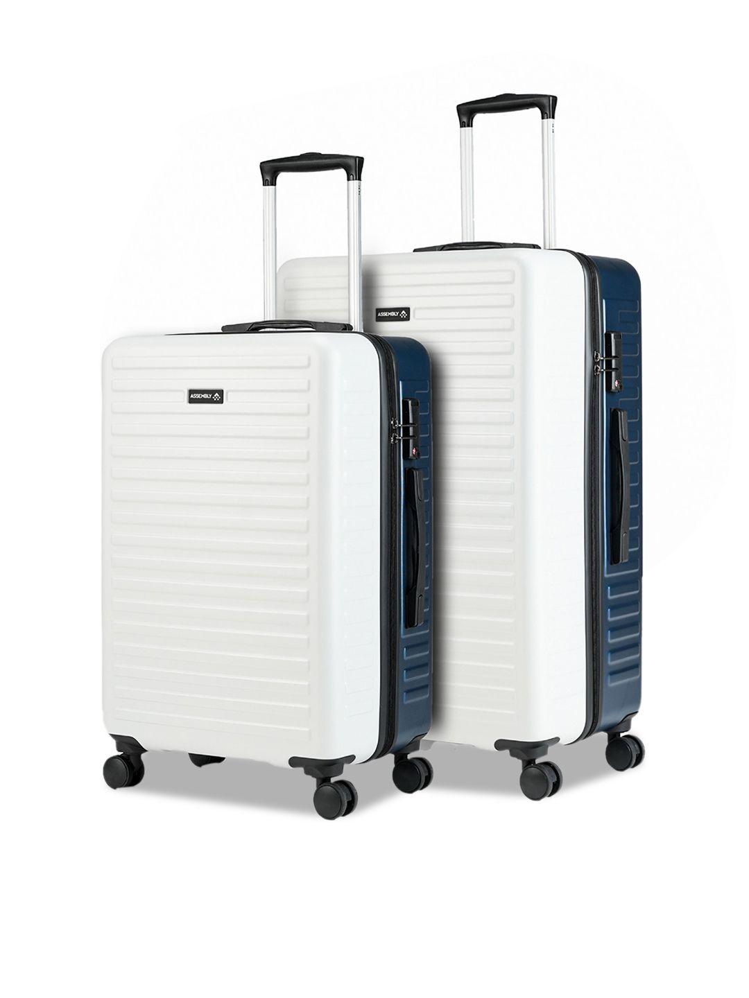 assembly set of 2 textured hard medium-sized & large-sized trolley bags 67l & 94l