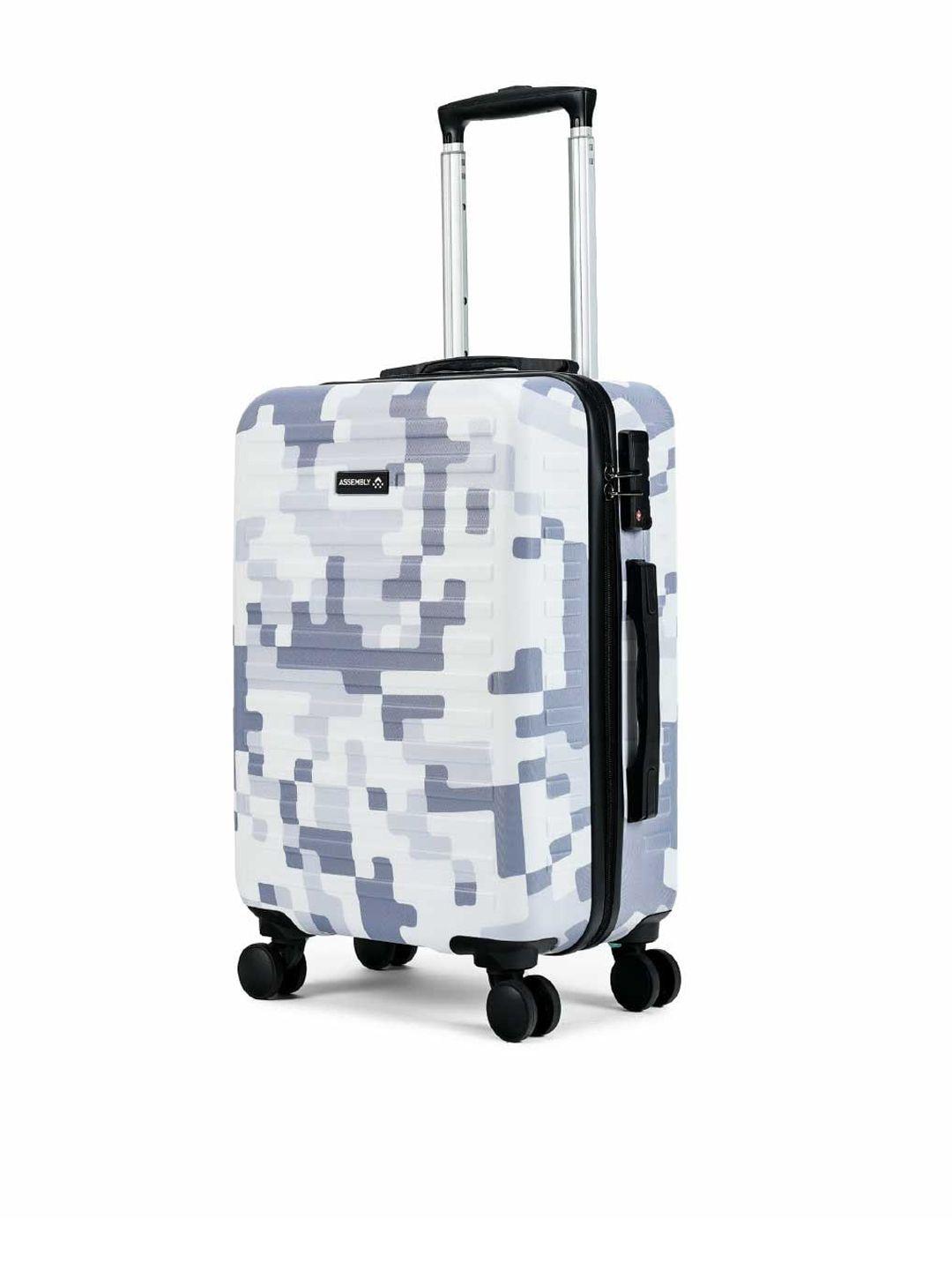assembly textured abstract printed hard-sided cabin trolley bag