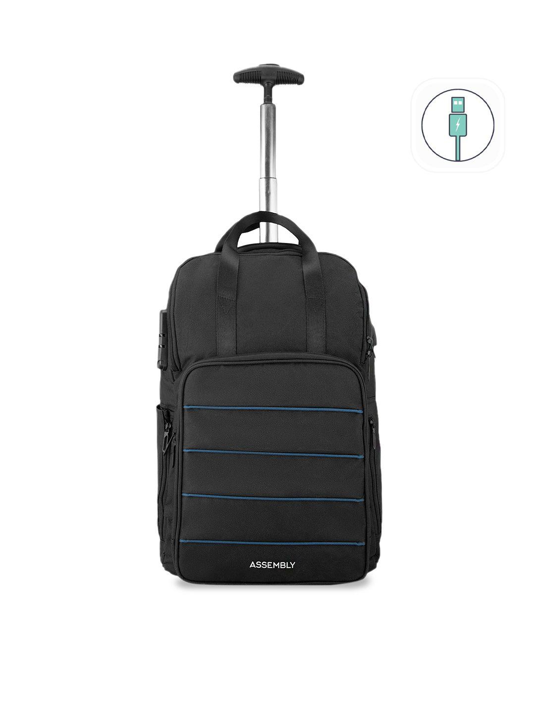 assembly unisex black laptop backpack trolley with usb charging port