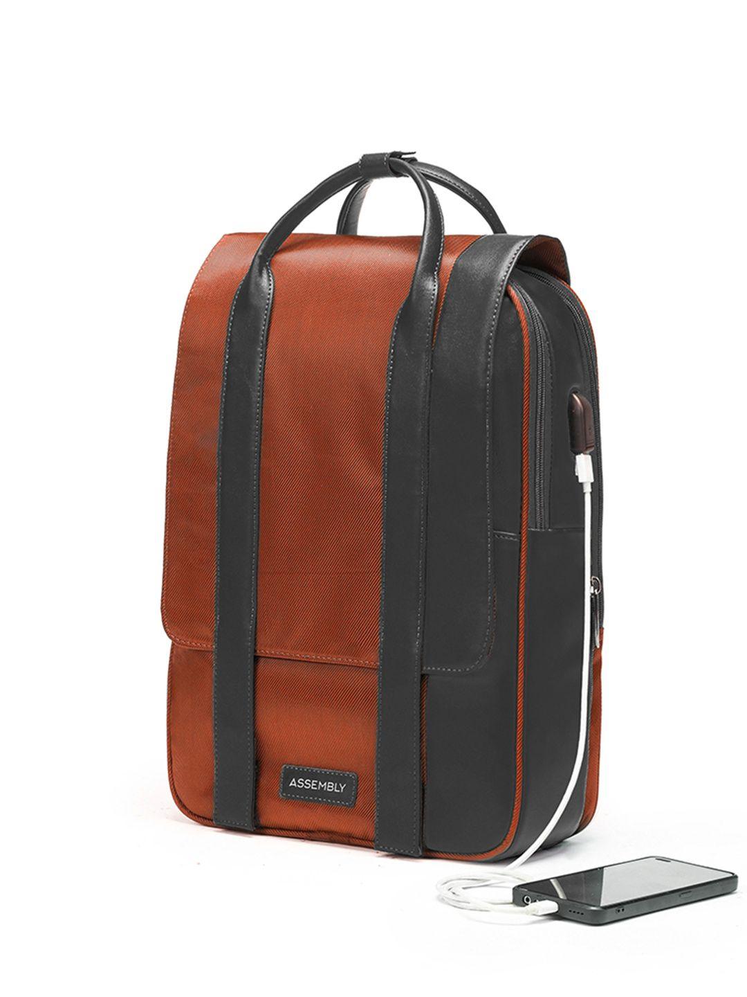 assembly unisex rust backpack with usb charging port
