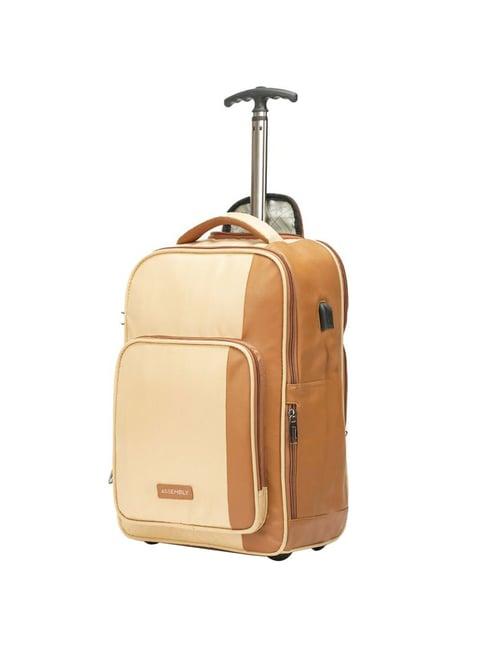 assembly 30 ltrs beige large laptop backpack trolley bag