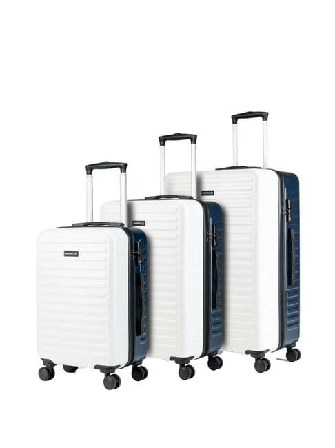 assembly blue & white textured trolley bag pack of 3 - 20 inch, 24 inch & 28 inch