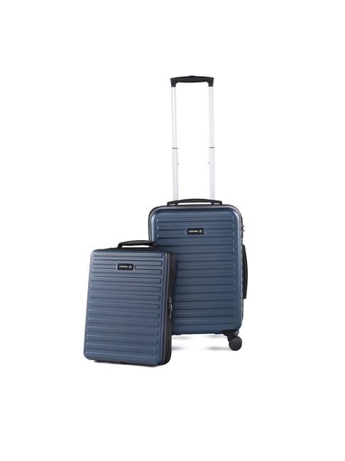 assembly blue textured 4 wheels small hard cabin trolley set of 2 - 54 cm