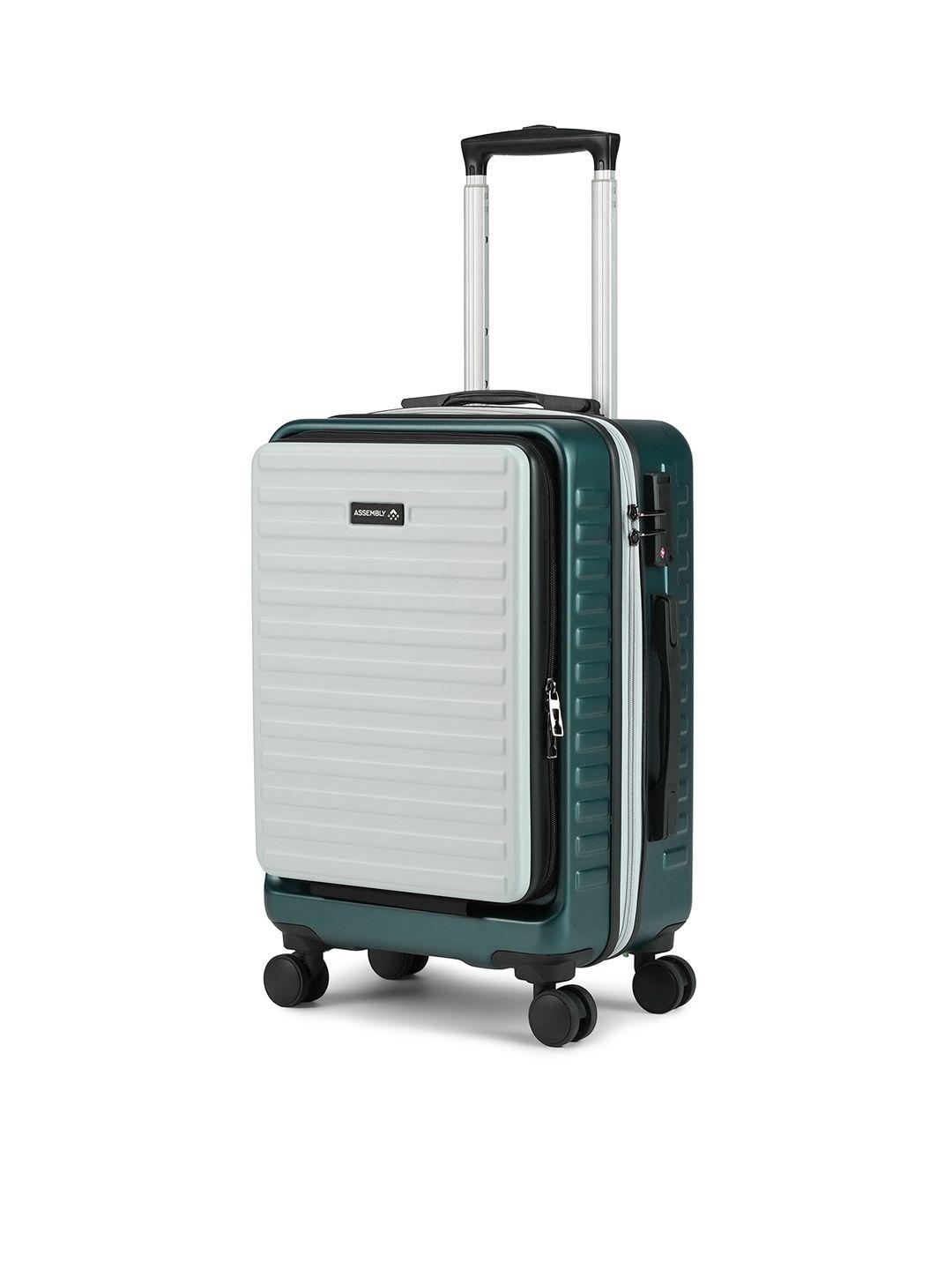 assembly colourblocked hard-sided cabin-sized trolley suitcase 42l