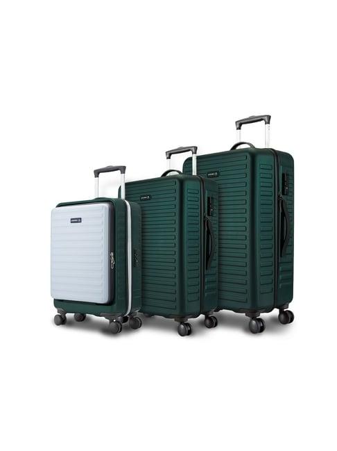 assembly green & white textured trolley set of 3 - 20 inch, 24 inch & 28 inch