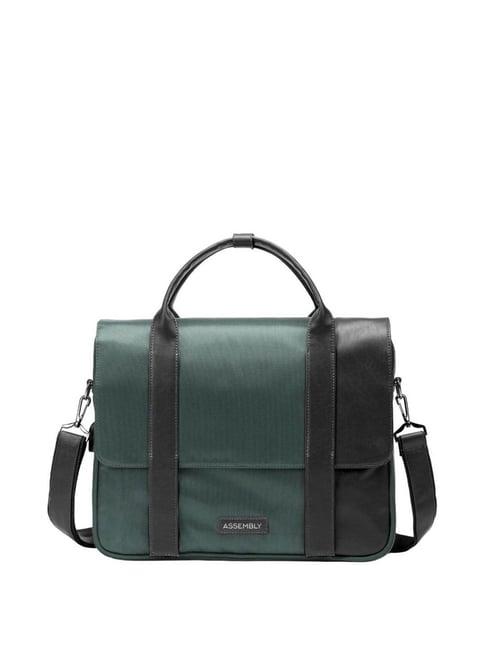 assembly green medium laptop messenger bag with usb charging port