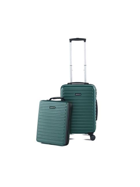 assembly green textured 4 wheels small hard cabin trolley set of 2 - 54 cm
