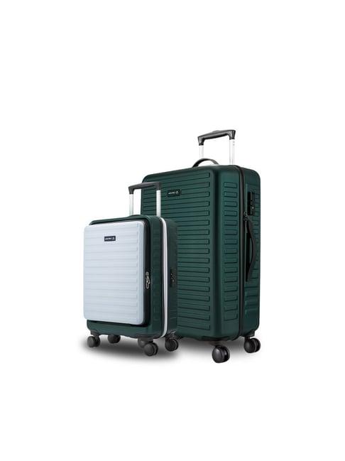 assembly green white textured trolley bag set of 2 - 20 inch & 28 inch