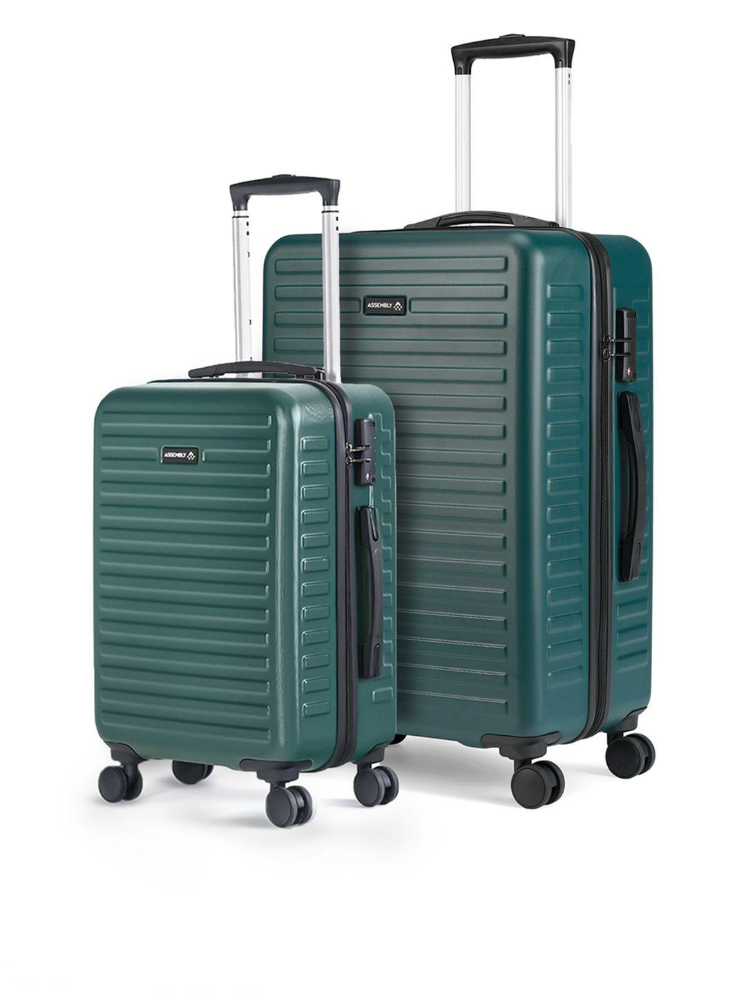 assembly set of 2 textured hard cabin-sized & large-sized trolley bags 42l & 94l