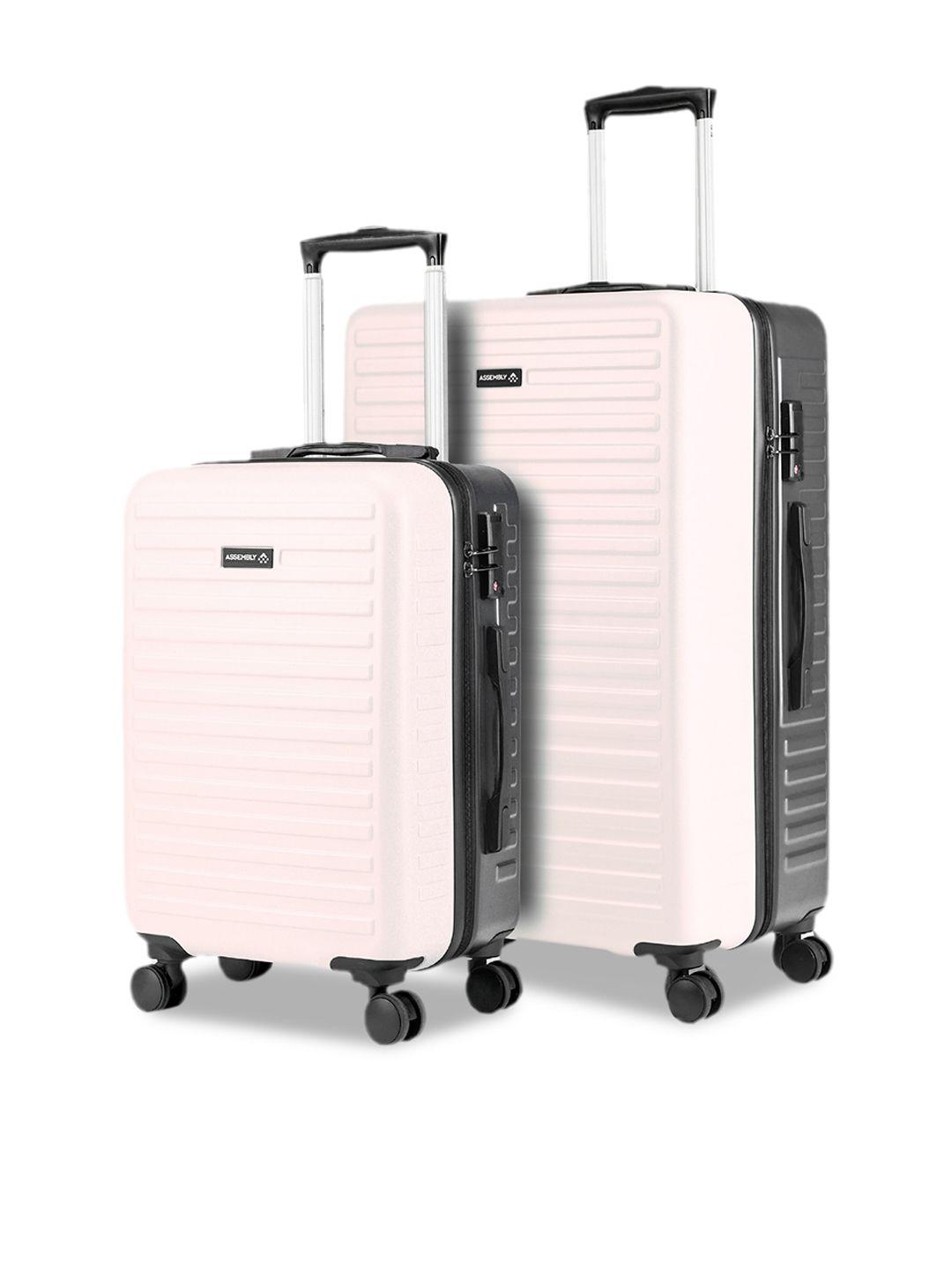 assembly set of 2 textured hard medium-sized & large-sized trolley bags 42l & 94l