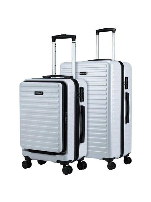 assembly silver textured trolley bag pack of 2 - 20 inch & 24 inch