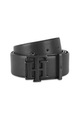 assens textured leather casual men's belt - dark brown