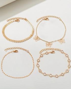 assk16-combo of 4 fashion anklets