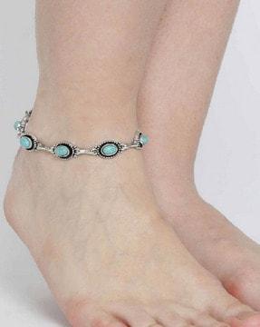 assk2-oxidized silver beads studded anklet