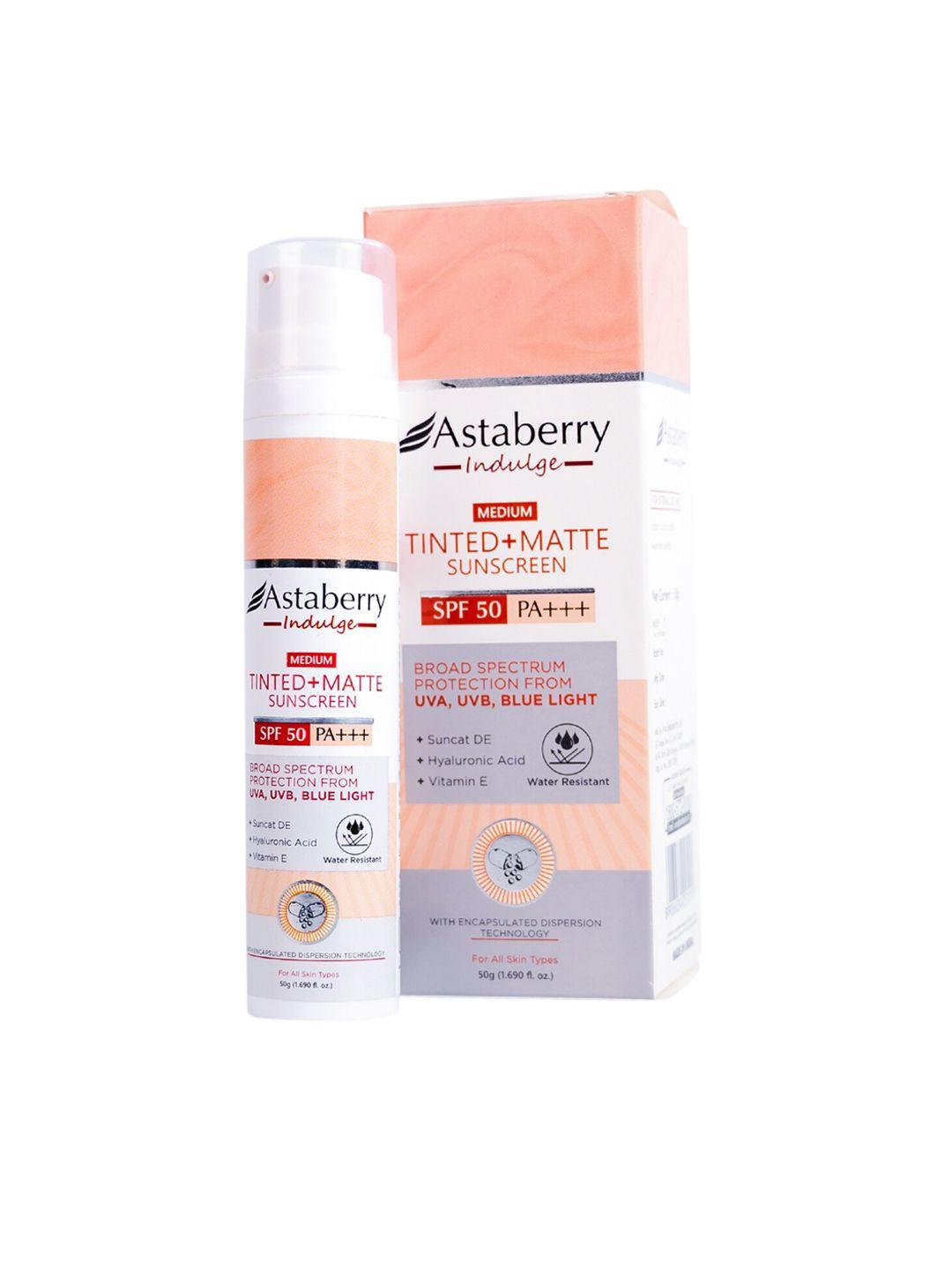astaberry indulge tinted matte sunscreen spf 50 pa+++ for broad spectrum- 50g