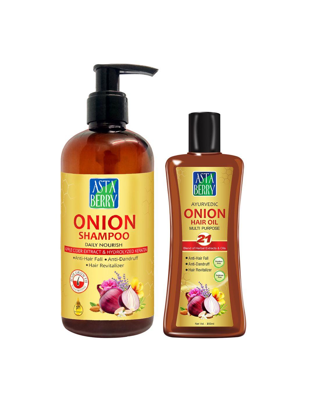 astaberry pack of 2 onion shampoo & hair oil