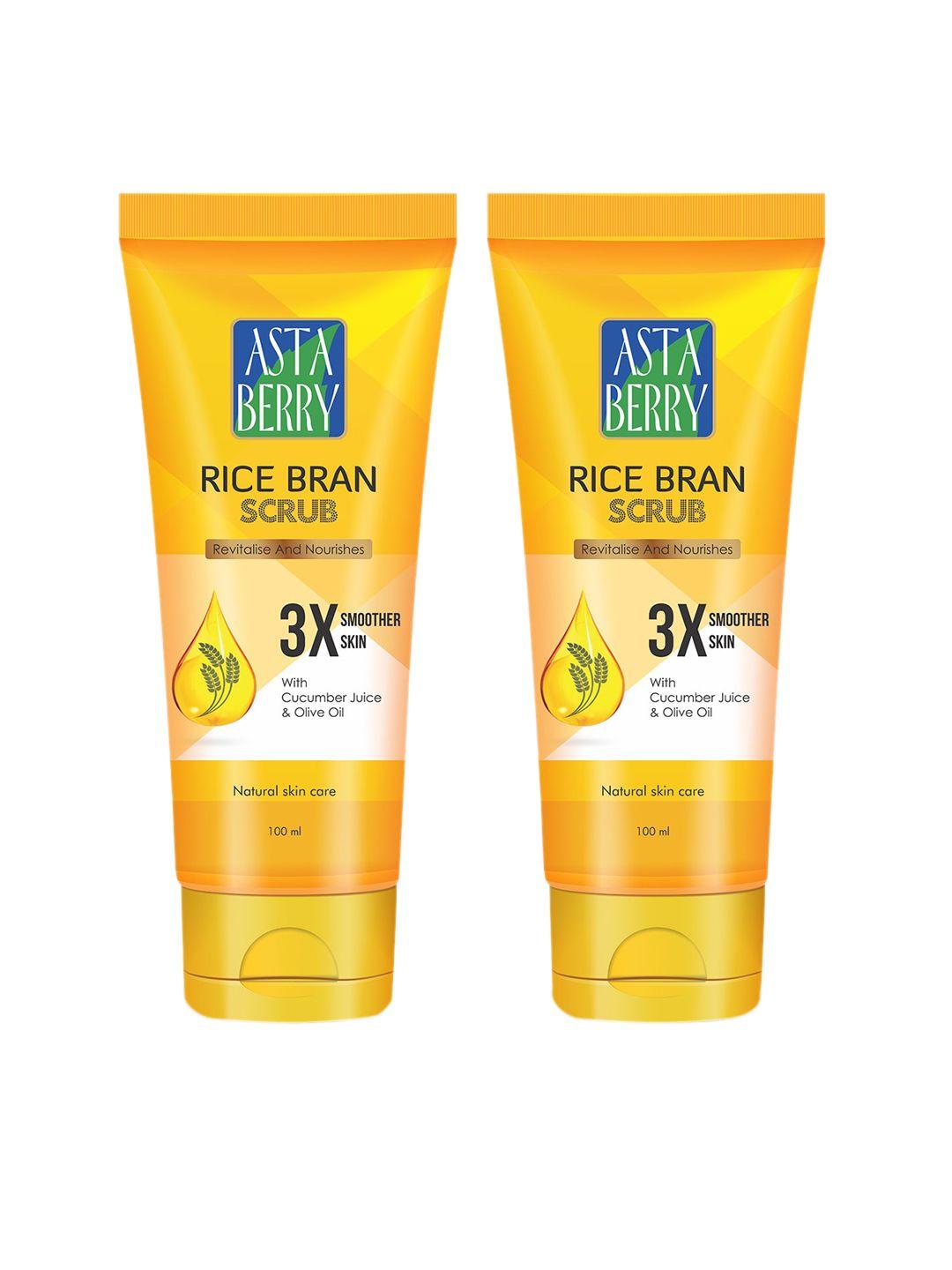 astaberry pack of 2 rice bran scrub with cucumber juice & olive oil- 100 ml