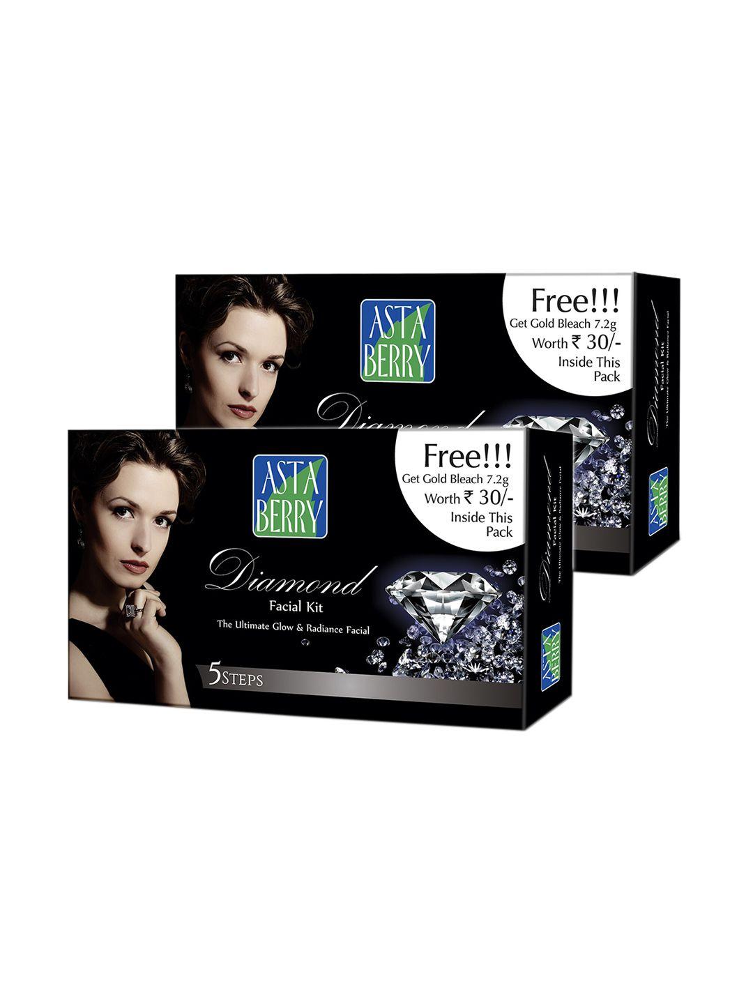 astaberry set of 2 diamond facial kit with free gold bleach