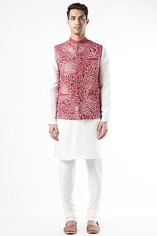 aster pink embroidered bundi jacket