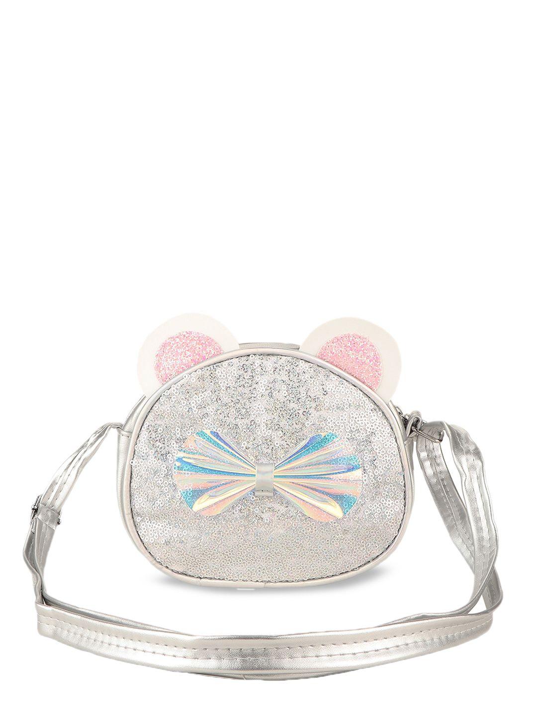 asthetika kids girls embellished structured sling bag with bow detail