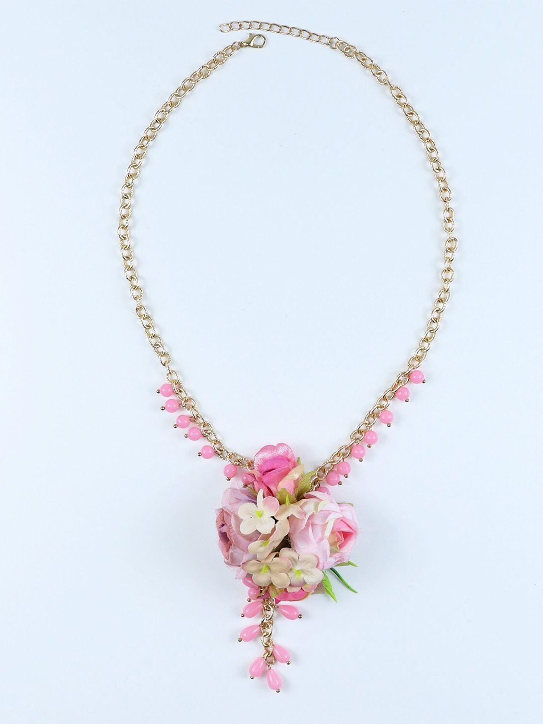 asthetika kids girls gold-plated floral beaded necklace