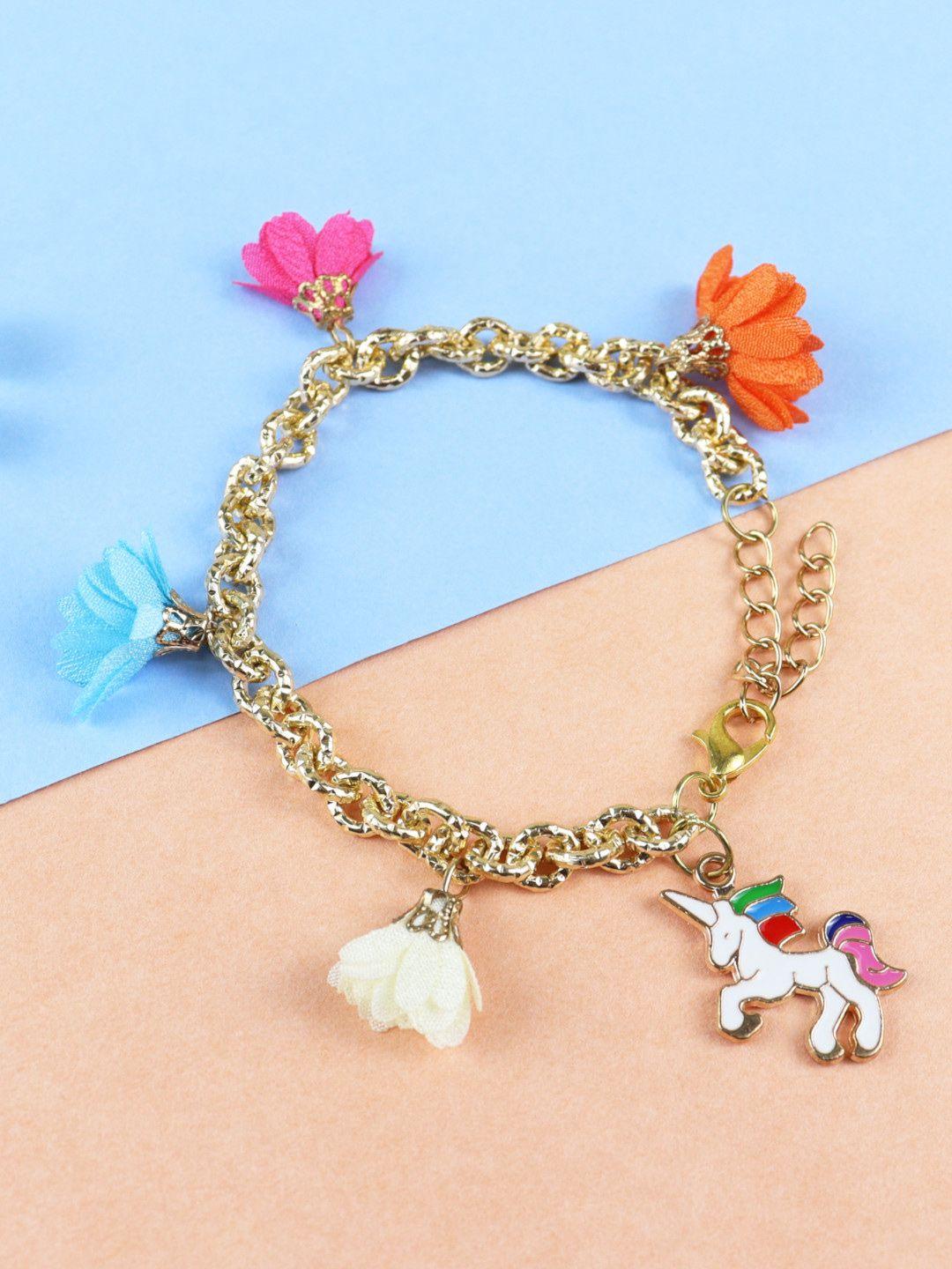 asthetika kids girls gold-toned & pink gold-plated link bracelet
