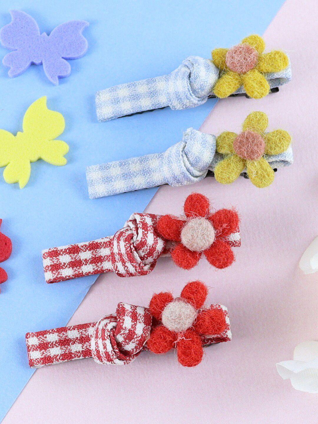 asthetika kids girls set of 4 floral alligator hair clip