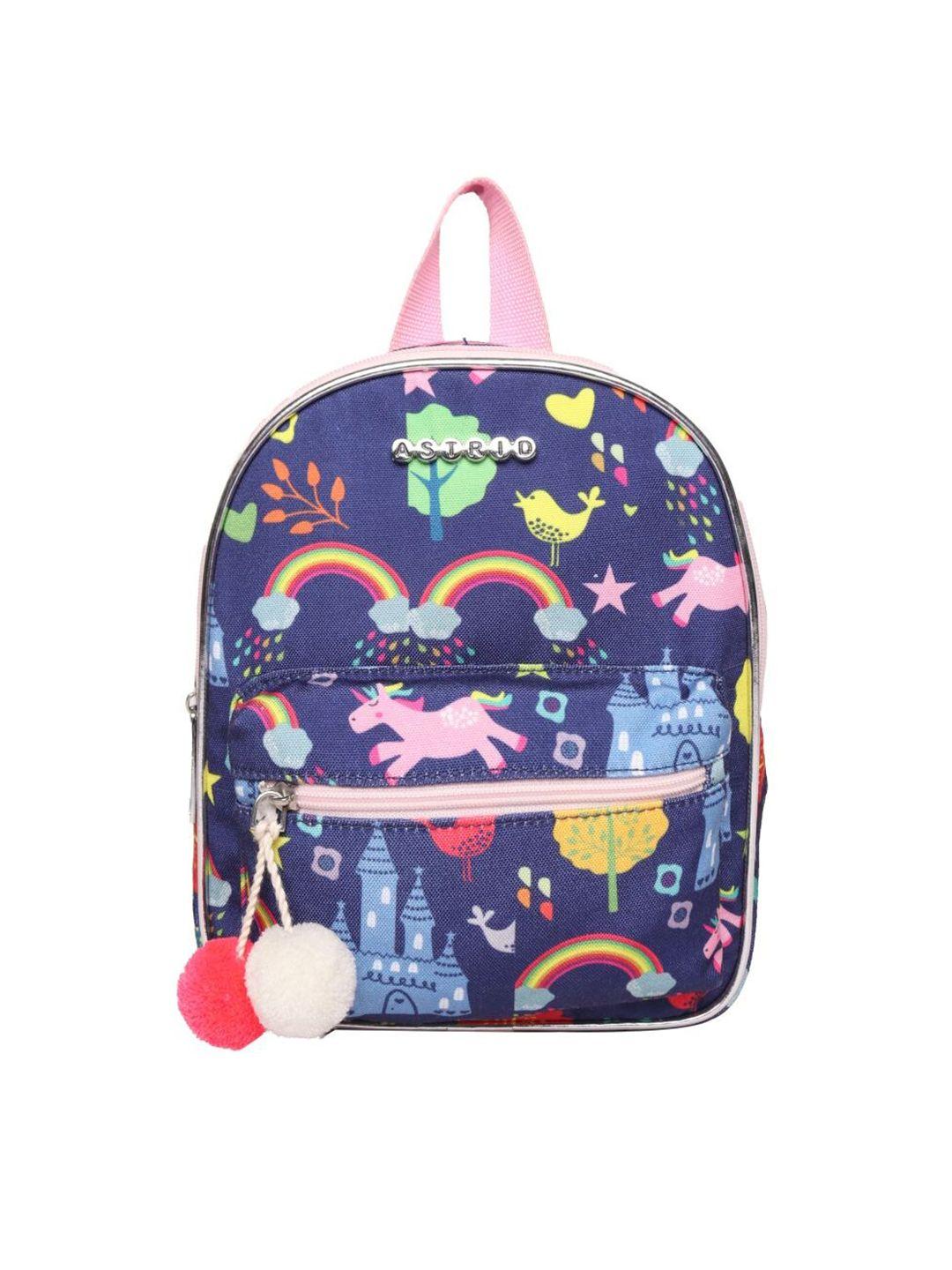 astrid unisex kids blue & pink graphic printed backpack