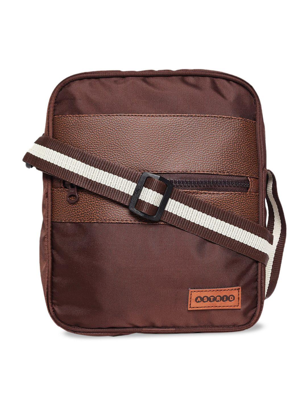 astrid brown pu structured sling bag