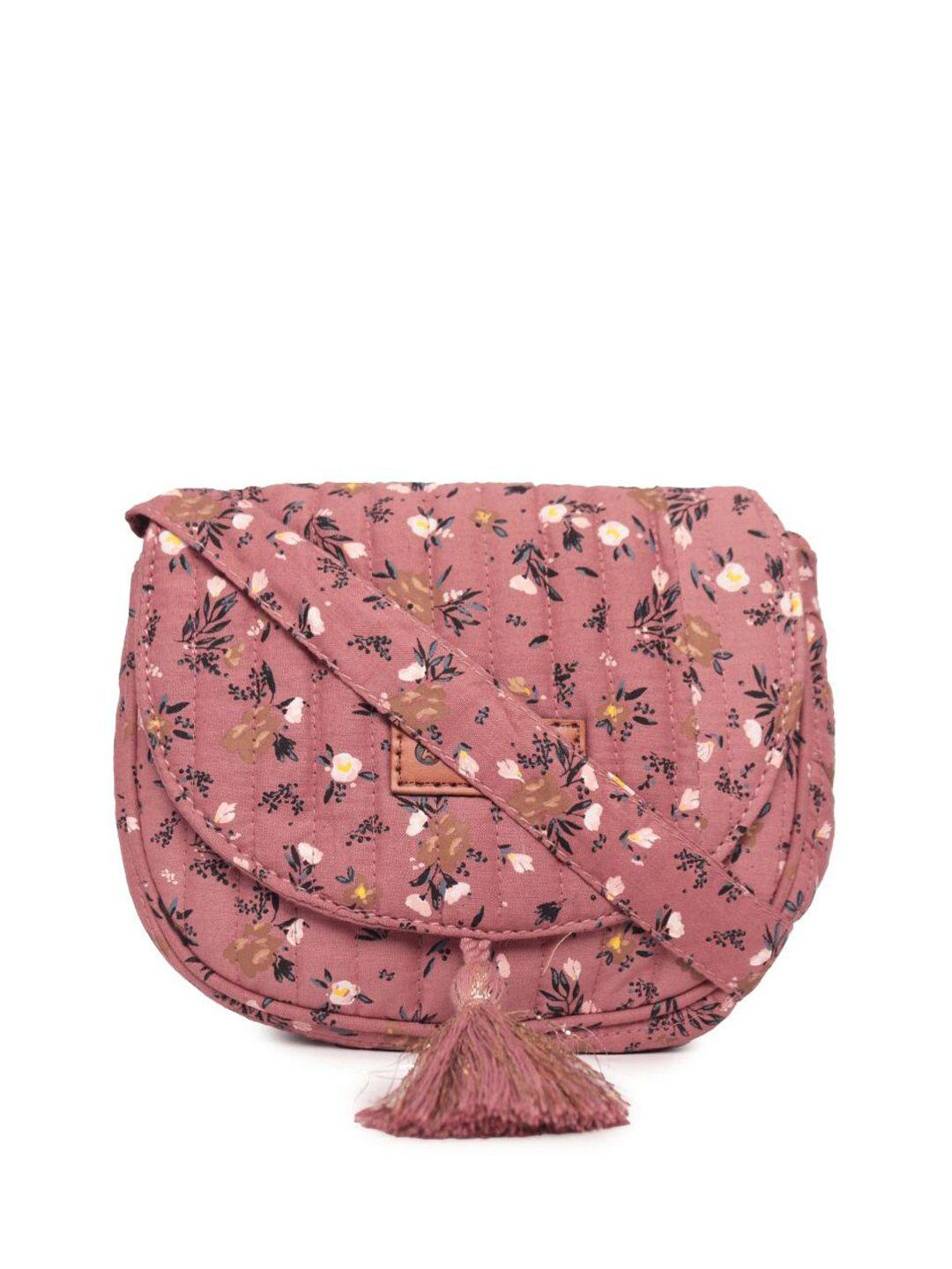 astrid floral printed swagger sling bag with tasselled