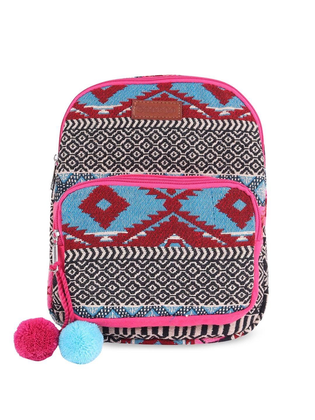 astrid girls pink geometric tasselled backpack