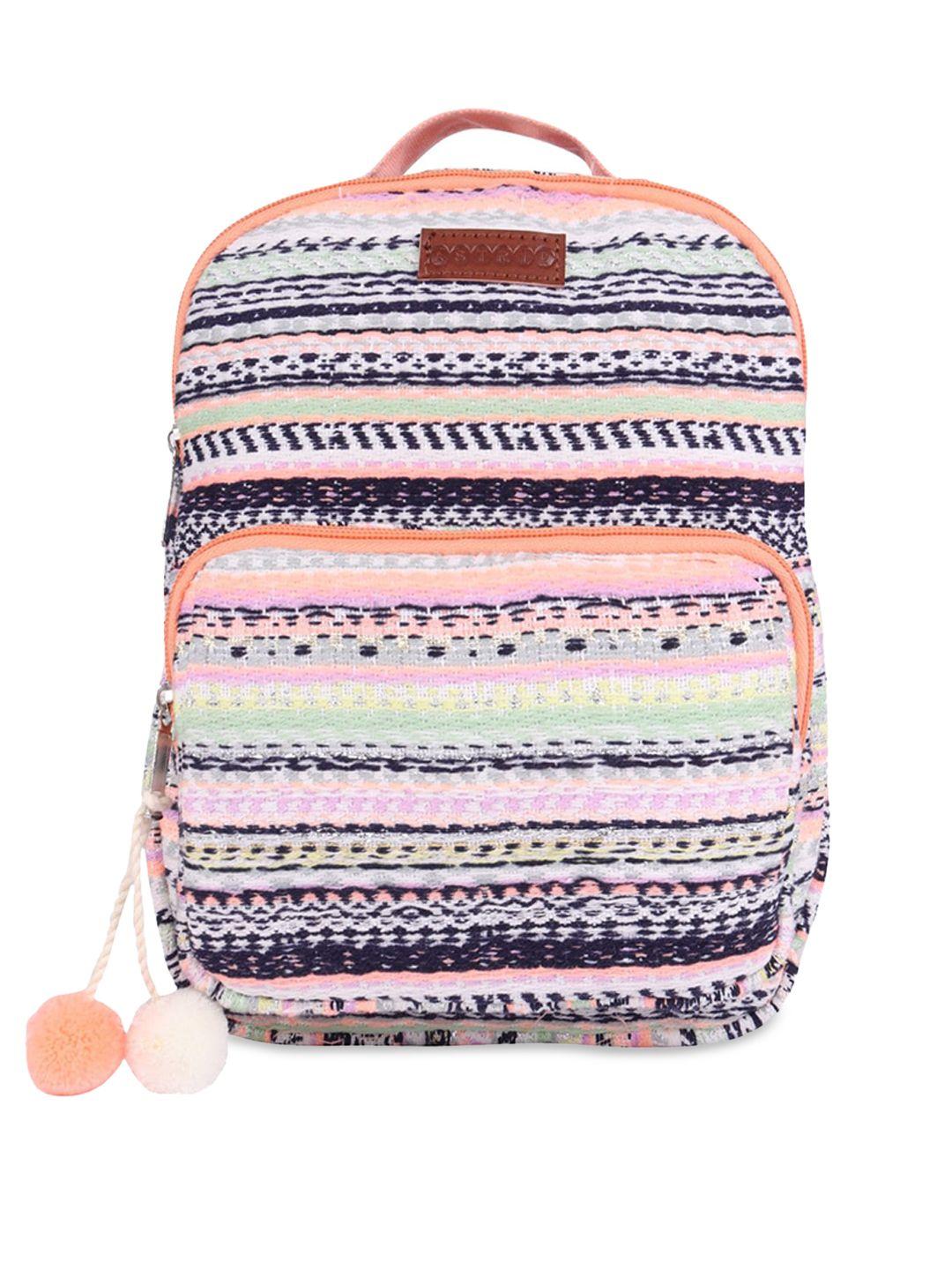 astrid girls pink striped tasselled backpack