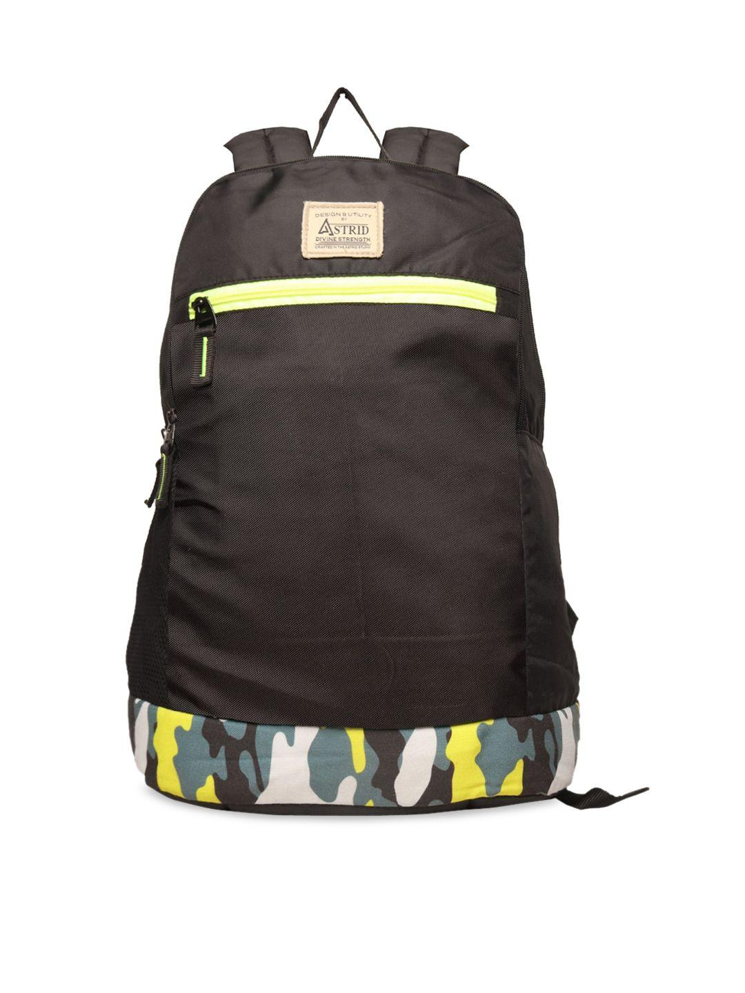astrid men black & white solid backpack