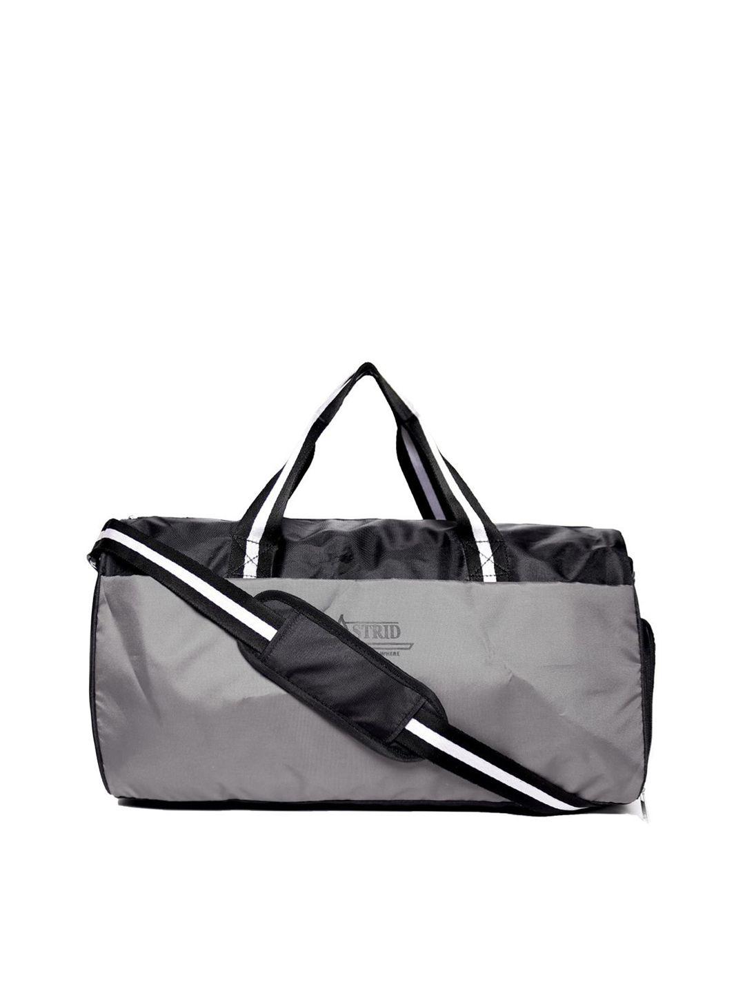 astrid men grey & black solid duffel bag