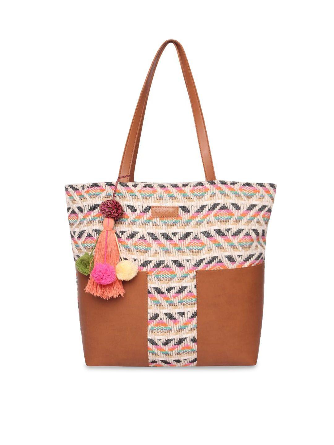 astrid multicoloured shopper tote bag with tasselled