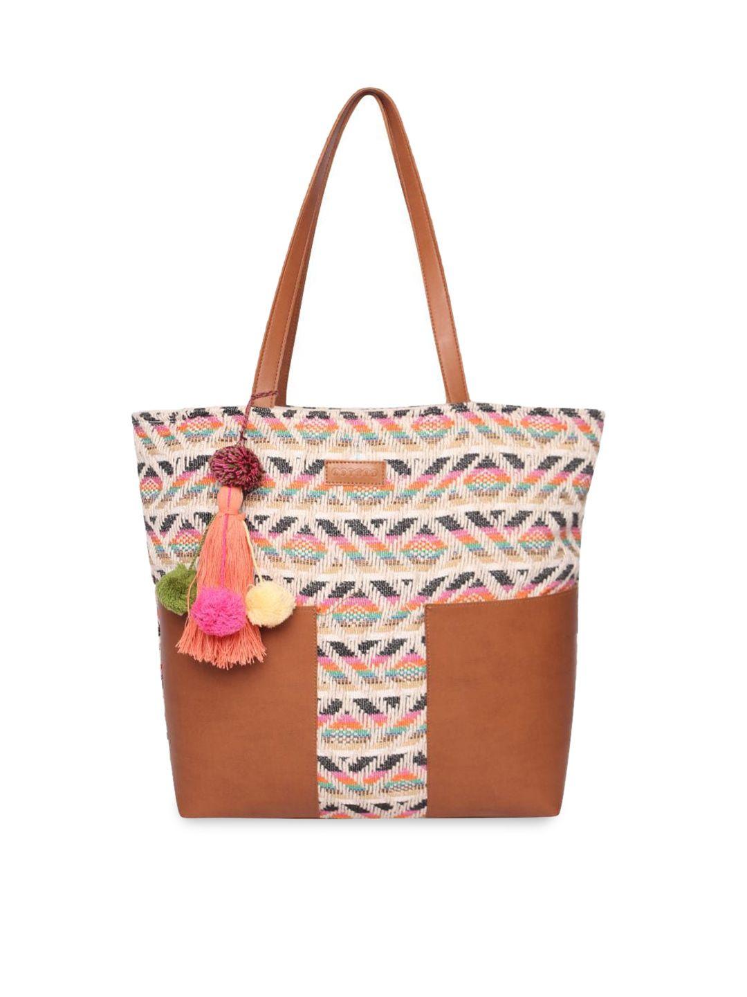 astrid multicoloured shopper tote bag with tasselled