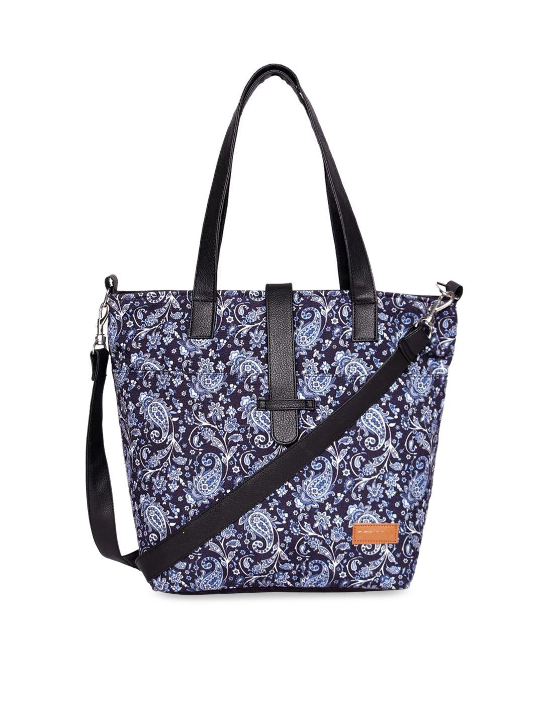 astrid navy floral printed oversized structured tote bag