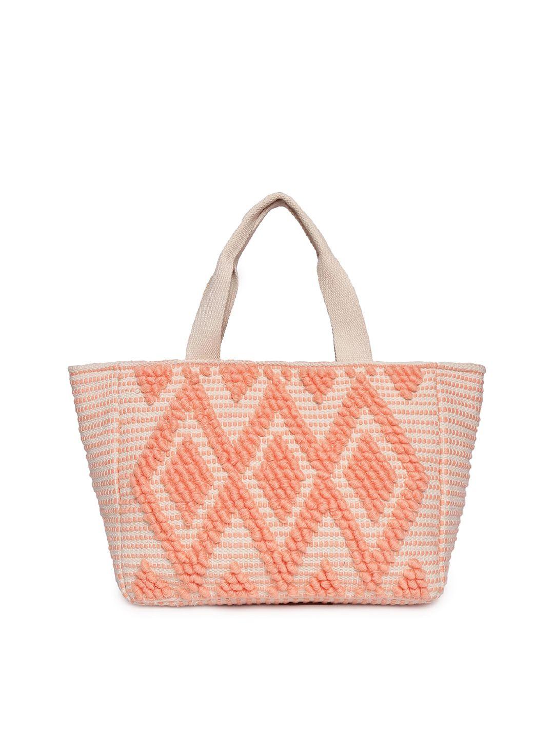 astrid orange geometric oversized shopper tote bag