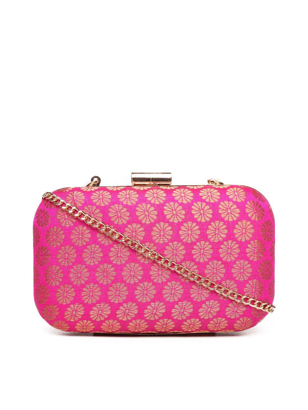 astrid pink & gold-toned printed clutch