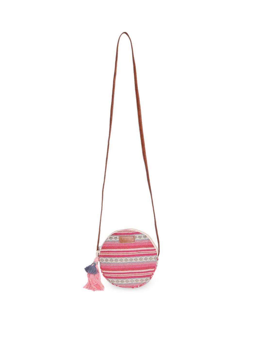 astrid pink geometric taselled sling bag