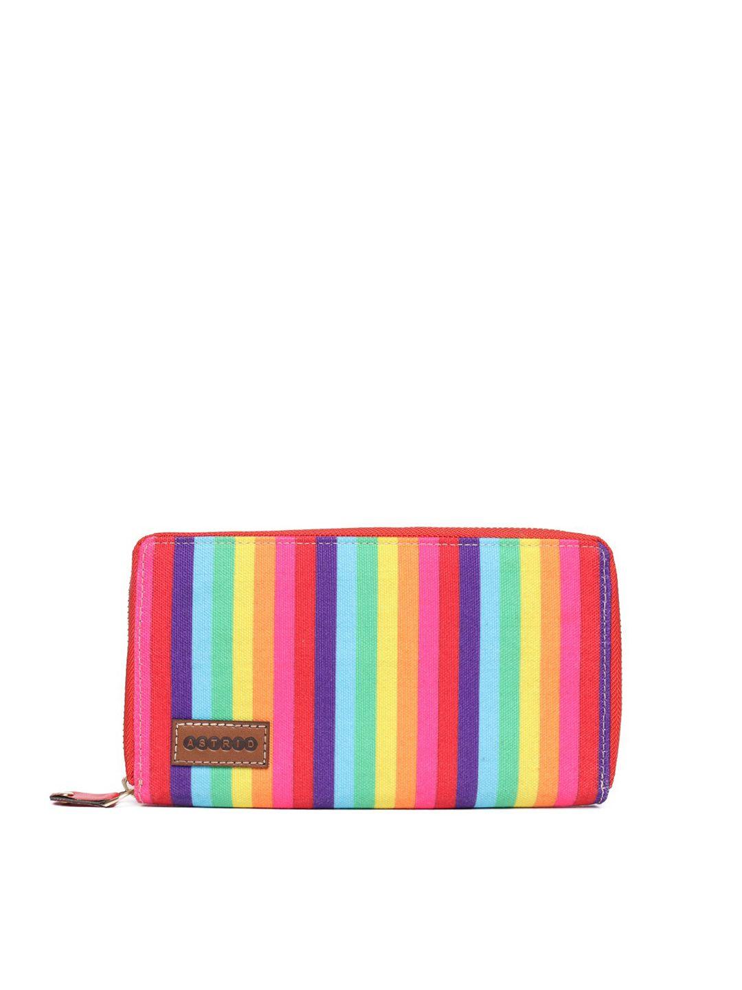 astrid women multicoloured textured canvas zip around wallet