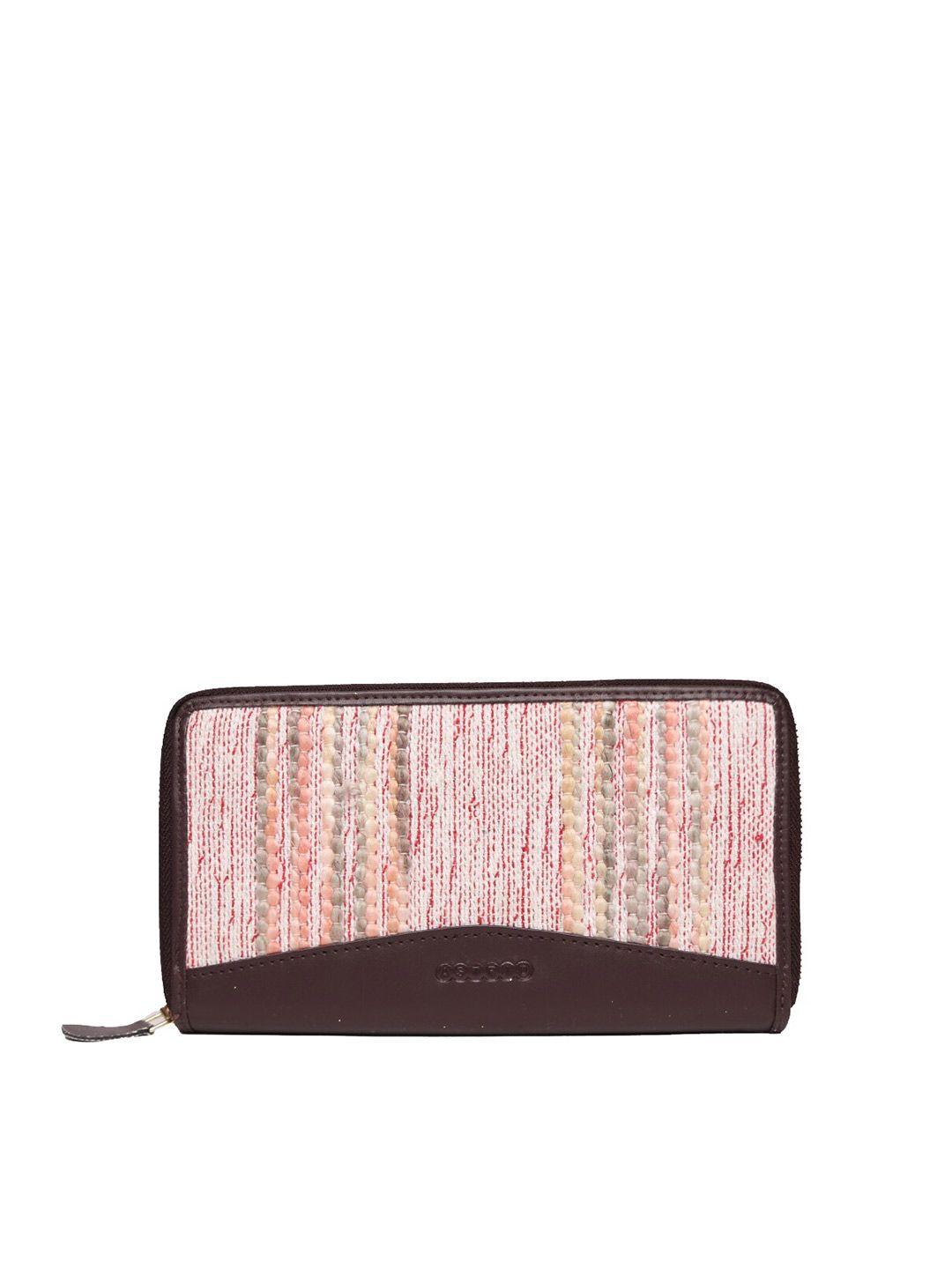 astrid women multicoloured woven design canvas zip around wallet